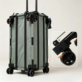 Double Compartment Rolling Pet Carrier with Retractable Handle