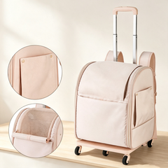3-in-1 Pet Backpack Carrier with Detachable Trolley Base