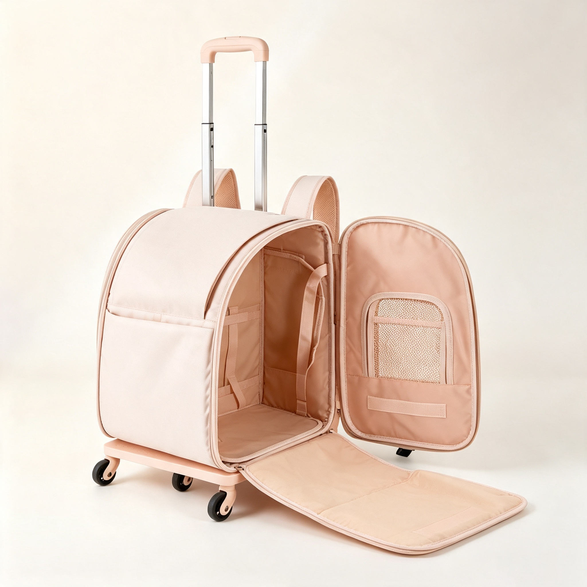 3-in-1 Pet Backpack Carrier with Detachable Trolley Base