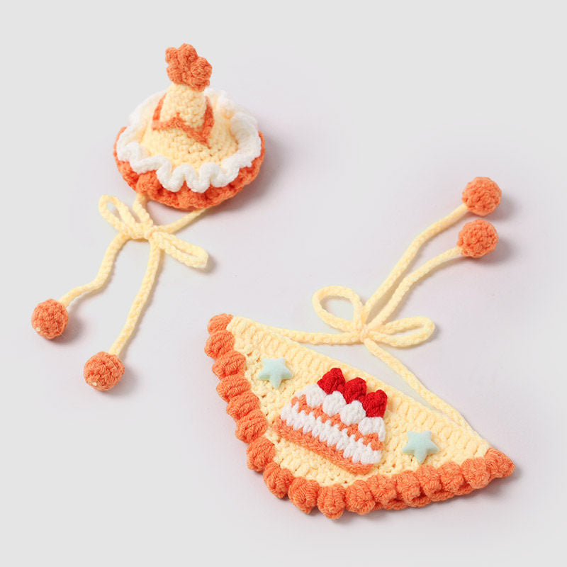 Cute Cake Pattern Hand Crochet Pet Collar
