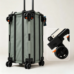 Double Compartment Rolling Pet Carrier with Retractable Handle