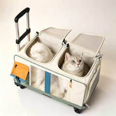 Double Compartment Rolling Pet Carrier with Retractable Handle